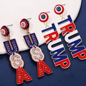 Trump and USA Earrings- 2 Pairs